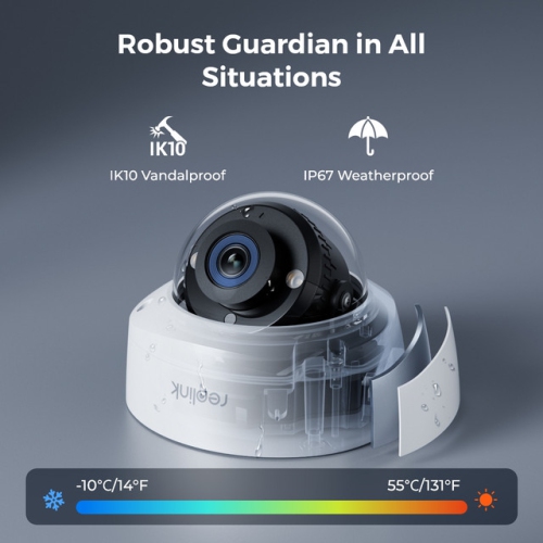 Reolink RLK8-1200V4 - Système de sécurité PoE IK10 UHD de 12&nbsp;Mpx avec projecteur de vision nocturne en couleur et grand angle de visionnement de