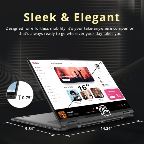 Lenovo Yoga 7i 2-in-1 16" 2K IPS Touchscreen Laptop, Intel Ultra 7 155U, 2.28TB Storage(2TB SSD +288GB Docking Station Set), 16GB LPDDR5X, Backlit