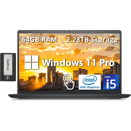 DELL  Inspiron 15.6" Touchscreen Laptop, Intel I5-1235U, 2.28Tb Storage(2Tb SSD+288GB Docking Station Set), 64GB Ram, Intel Uhd Graphics, Numeric