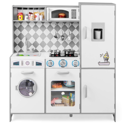 Costway Kids Kitchen Playset with Realistic Lights & Sounds Ice Maker Stoves Sink Oven