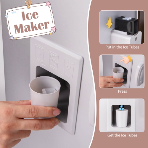 Costway Kids Kitchen Playset with Realistic Lights & Sounds Ice Maker Stoves Sink Oven