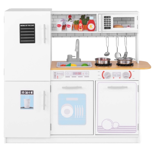 Ensemble de jeu de cuisine pour enfants avec lave-vaisselle à évier amovible pour four à micro-ondes de Costway