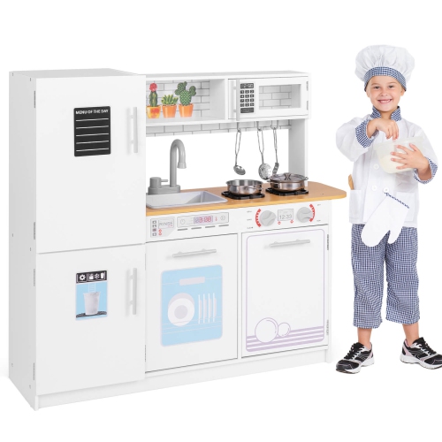 Costway Kids Kitchen Play Set with Stove Removable Sink Oven Microwave Dish Washer