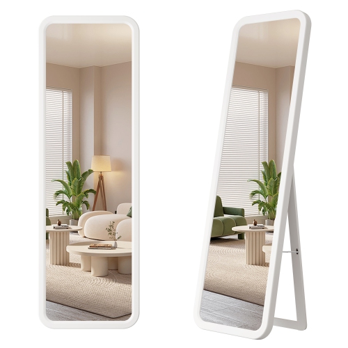 Miroir pleine longueur en bois massif Vlsrka, miroir pleine grandeur en bois, grand miroir au sol, miroir vertical ou mural - Blanc