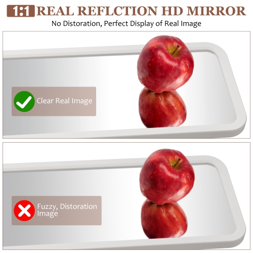 Miroir pleine longueur en bois massif Vlsrka, miroir pleine grandeur en bois, grand miroir au sol, miroir vertical ou mural - Blanc