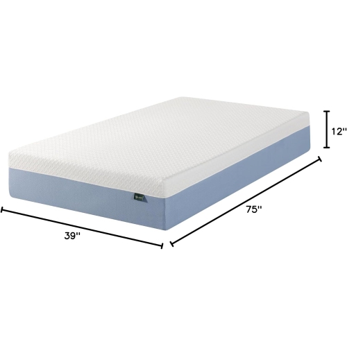 ZINUS 12 Inch Cooling Essential Memory Foam Mattress, Twin, Fiberglass Free, Medium Feel, Cooling Airflow Memory Foam, Certified Safe Foams & Fabric,