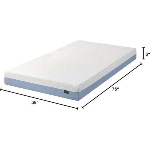 Zinus Twin Mattress - 6 Inch Green Tea Essential Foam Mattress, Pressure Relief, for Cool Sleep, CertiPUR-US Certified Foam, Mattress in a Box,