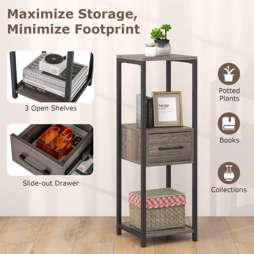 Costway 2 Pack 3 Tier Tall Metal Plant Stand Indoor Plant Table with Drawer Anti-tipping Devices