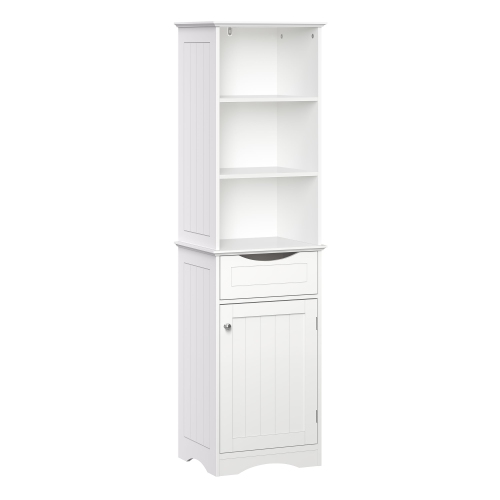 AOOLIVE Home Ashland Tall Linen Cabinet with Drawer - White