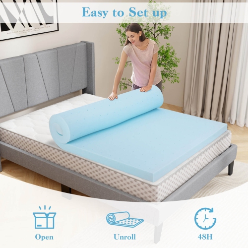 Costway 3" Gel-Infused Memory Foam Mattress Topper with Removable & Washable Cover Full