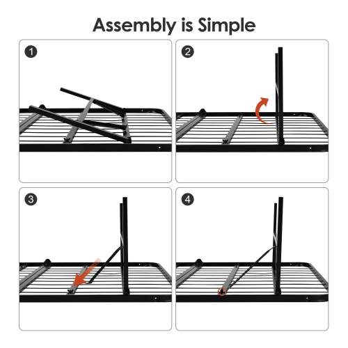 Foldable Twin Size Bed Frames, Heavy Duty Metal Platform Bed Mattress Foundation Hold Up to 600LBS