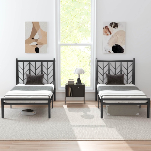 Lit plateforme simple avec tête de lit de 11,5 po de Costway pour rangement sous le lit. Assemblage facile