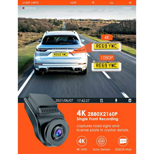 Refurbished(Excellent)- Vantrue S1 4K Front and Rear Dash Cam, 1080P Dual Dash Camera with GPS Live Speed