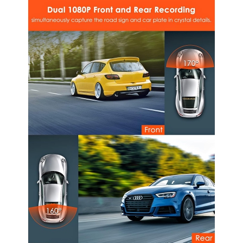 Refurbished(Excellent)- Vantrue S1 4K Front and Rear Dash Cam, 1080P Dual Dash Camera with GPS Live Speed