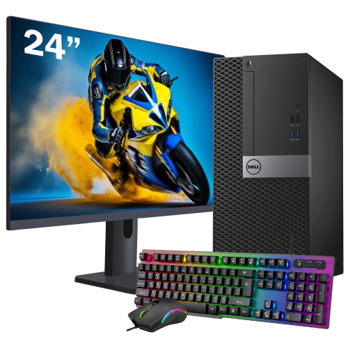 Refurbished - Dell Computers OptiPlex Mini Tower Professional Desktop PC, New 24 inch FHD Monitor, Intel i5 Quad-Core Processor, 16GB RAM, 1TB NVMe