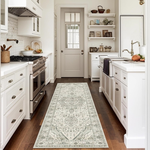 NIERBO  2' X 7' Rugs Boho Small Washable Area Rugs for Entryway Bathroom Kitchen, Small Rugs Soft Low Pile Non-Slip Rubber Backing Oriental Door Mat