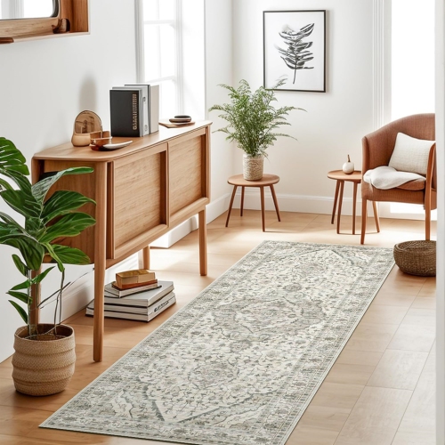 NIERBO  2' X 6' Rugs Boho Small Washable Area Rugs for Entryway Bathroom Kitchen, Small Rugs Soft Low Pile Non-Slip Rubber Backing Oriental Door Mat