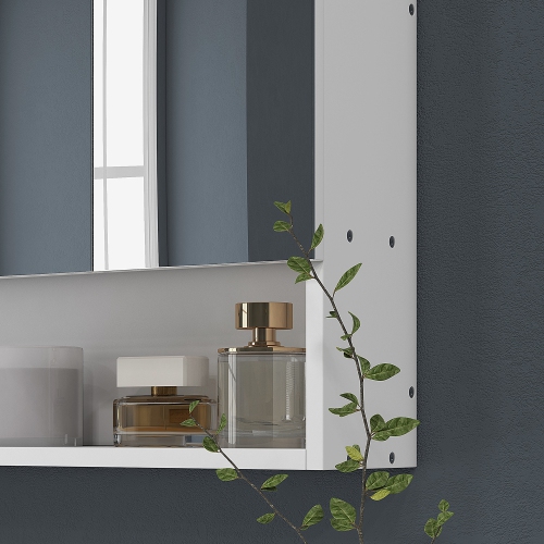 Armoire miroir de salle de bain kleankin, armoire à pharmacie murale avec tablettes réglables, armoire de rangement à 3 portes, blanc