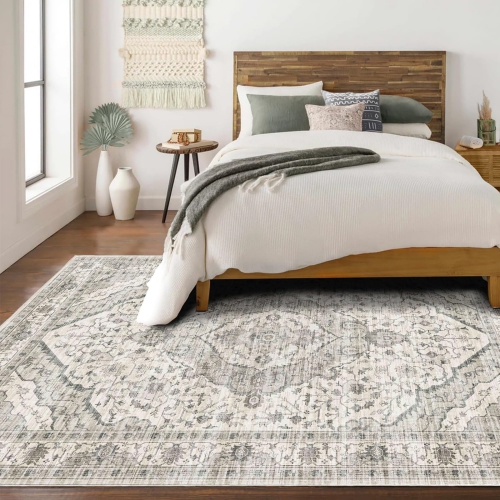 NIERBO  Boho 6' X 9' Area Rug Vintage Rugs for Living Room, Washable Rugs Non Slip Large Area Rug for Dining Room Bedroom Office, Floor Decoration Big