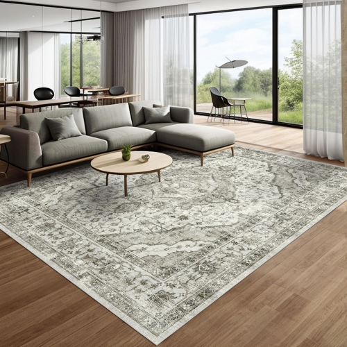 NIERBO  Boho 9' X 12' Area Rug Vintage Rugs for Living Room, Washable Rugs Non Slip Large Area Rug for Dining Room Bedroom Office, Floor Decoration