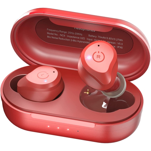 TOZO  Nc9 In-Ear True Wireless Earbuds Hybrid Active Noise Cancelling-Red