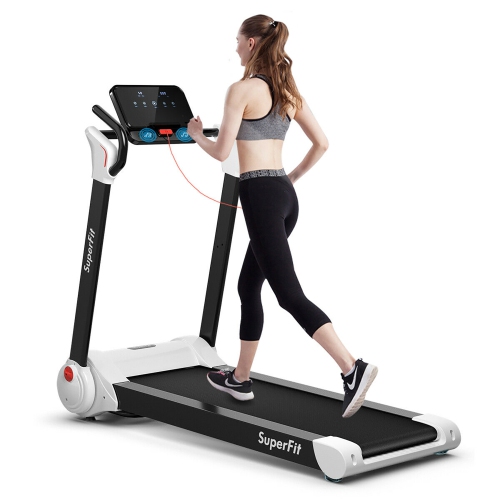 Superfit 2.25HP Folding Treadmill, Electric Treadmill W/LED Display, APP Control, Blue Tooth Speaker and Device Holder, Compact Jogging Walking Runni