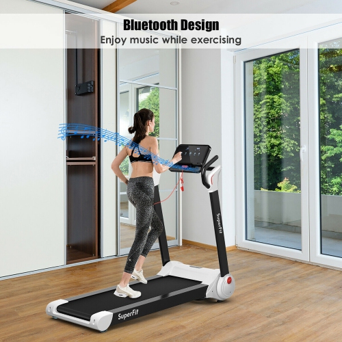 Superfit 2.25HP Folding Treadmill, Electric Treadmill W/LED Display, APP Control, Blue Tooth Speaker and Device Holder, Compact Jogging Walking