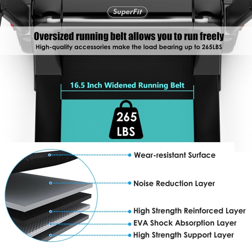 SuperFit 2.25HP Electric Folding Treadmill, Installation-Free Design w/ 8-Stage Damping System, Large LED Touch Display and Bluetooth Speaker,
