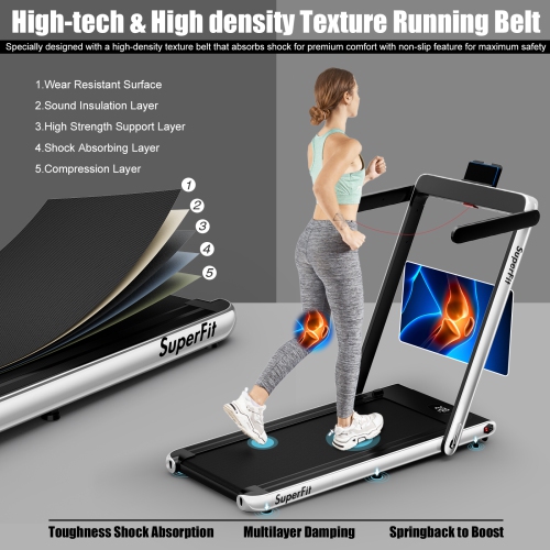 Superfit 2 in 1 Under Desk Treadmill, 2.5HP Folding Treadmills for Home Office w/Smart APP, Remote Control, LED Display, Bluetooth Speaker, Foldable