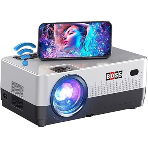 BOSS PROJECTOR Boss Portable Outdoor Projector Bluetooth Mini Projector With Screen – Built-In Speaker, Cooling System, Internet Ready, 3D-Ready, Wireless, 1080P Full HD Mini Projector with amazing quality