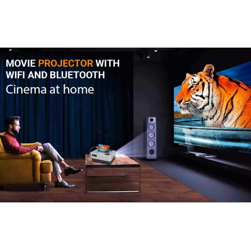 Boss Portable Outdoor Projector Bluetooth Mini Projector with Screen – Built-In Speaker, Cooling System, Internet Ready, 3D-Ready, Wireless, 1080p