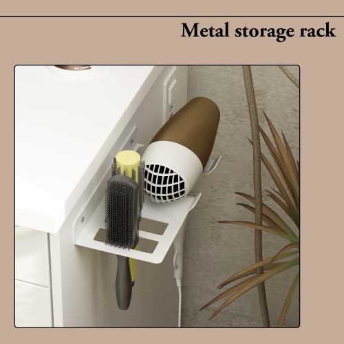 Famapy Vanity Desk Set Makeup Table with Large Sliding Lighted Mirror, Dressing Table with 5 Drawers, Storage Shelves & Cushioned Stool for