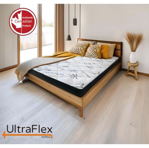 UltraFlex DreamEasy - Canadian-Made Medium Firm Gel Infused Comfort with Quilted Top, Pressure Relief, Cooling Tech, Bamboo Cover, CertiPUR-US® Certi