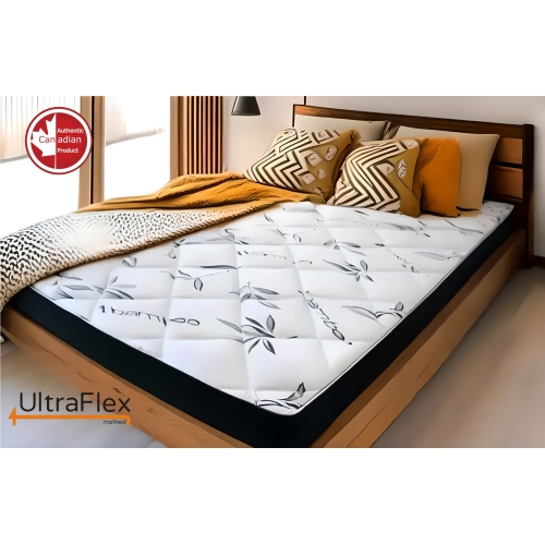UltraFlex DreamEasy - Canadian-Made Medium Firm Gel Infused Comfort with Quilted Top, Pressure Relief, Cooling Tech, Bamboo Cover, CertiPUR-US®