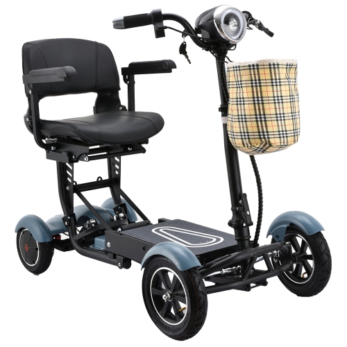 Trottinette électrique longue portée à 4 roues Dragon Mobile EX, robuste et pliable avec 3 vitesses réglables, marche arrière, grand siège en cuir,