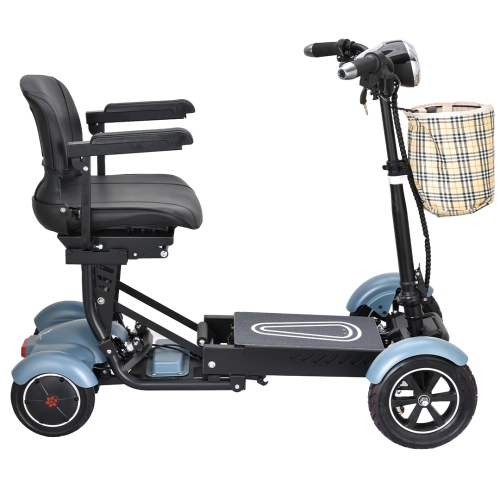 Trottinette électrique longue portée à 4 roues Dragon Mobile EX, robuste et pliable avec 3 vitesses réglables, marche arrière, grand siège en cuir,