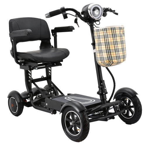 Trottinette électrique à 4 roues Dragon Mobile EX 20&nbsp;km, pliable robuste avec 3 vitesses réglables, marche arrière, grand siège en cuir,