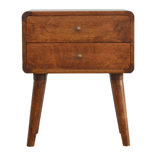 ARTISAN FURNITURE  Solid Wood Curved Nightstand In Chestnut Finish