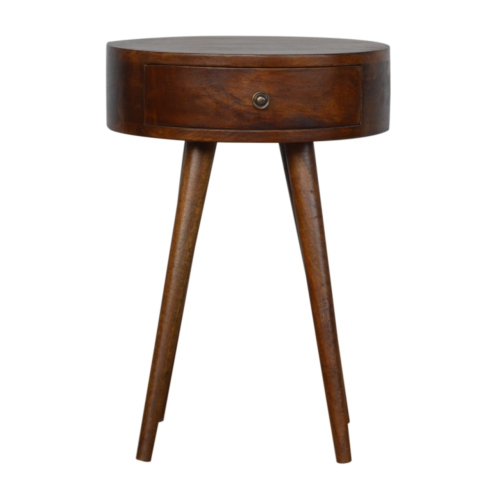 Artisan Furniture Solid Wood Nordic Circular Nightstand In Chestnut Finish