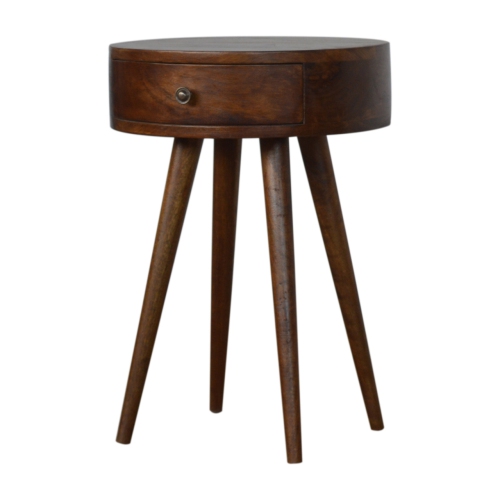 Artisan Furniture Solid Wood Nordic Circular Nightstand In Chestnut Finish