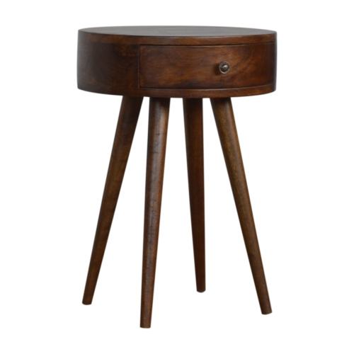 Artisan Furniture Solid Wood Nordic Circular Nightstand In Chestnut Finish
