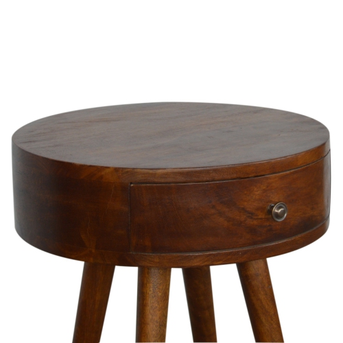 Artisan Furniture Solid Wood Nordic Circular Nightstand In Chestnut Finish