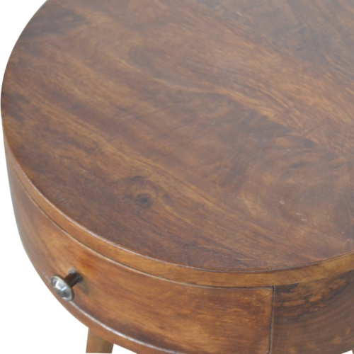 Artisan Furniture Solid Wood Nordic Circular Nightstand In Chestnut Finish