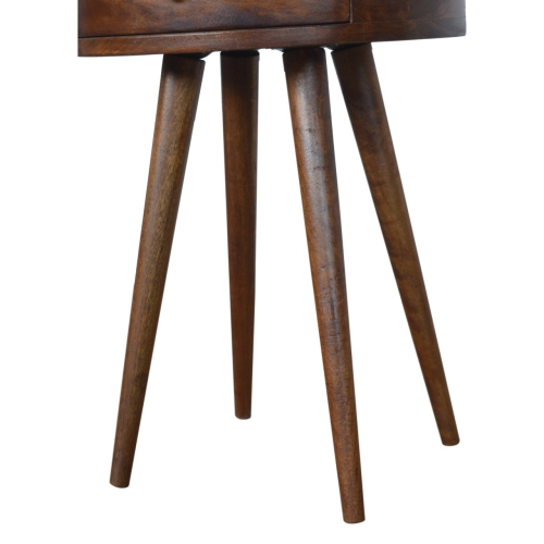 Artisan Furniture Solid Wood Nordic Circular Nightstand In Chestnut Finish