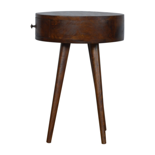 Artisan Furniture Solid Wood Nordic Circular Nightstand In Chestnut Finish
