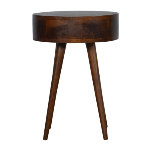 Artisan Furniture Solid Wood Nordic Circular Nightstand In Chestnut Finish