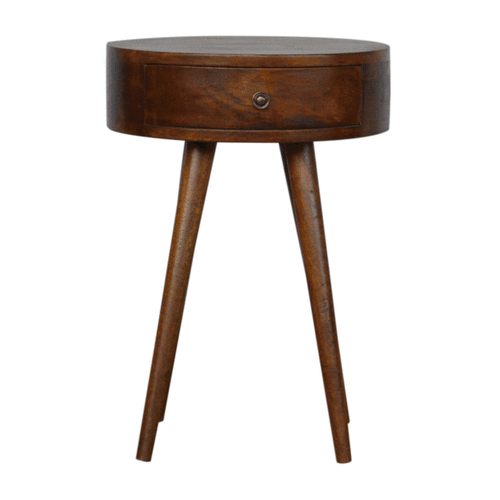 Artisan Furniture Solid Wood Nordic Circular Nightstand In Chestnut Finish