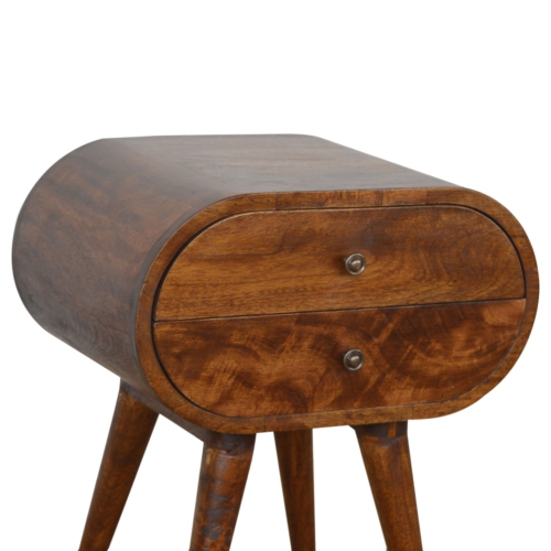 Artisan Furniture Solid Wood Circular Nightstand In Chestnut Finish