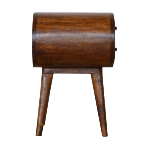 Artisan Furniture Solid Wood Circular Nightstand In Chestnut Finish