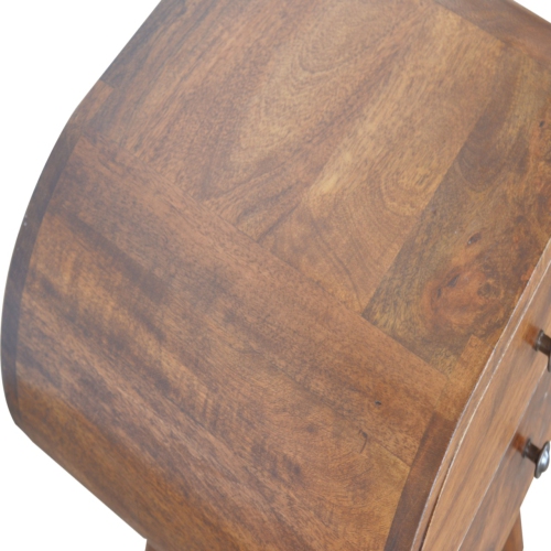 Artisan Furniture Solid Wood Circular Nightstand In Chestnut Finish